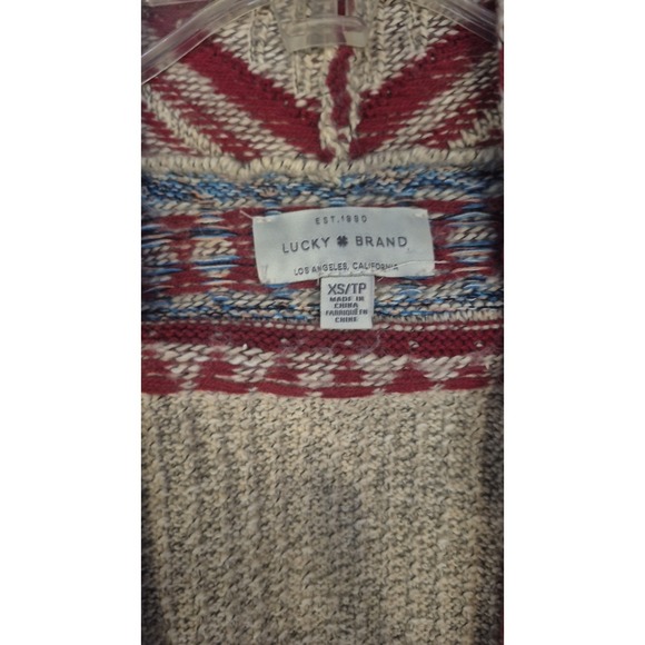 Lucky Brand Women's XS Southwestern Aztec Knit Open Front Cardigan Sweater - Picture 4 of 13